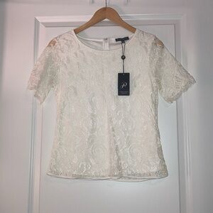 Adrianna Papell short sleeve lace top